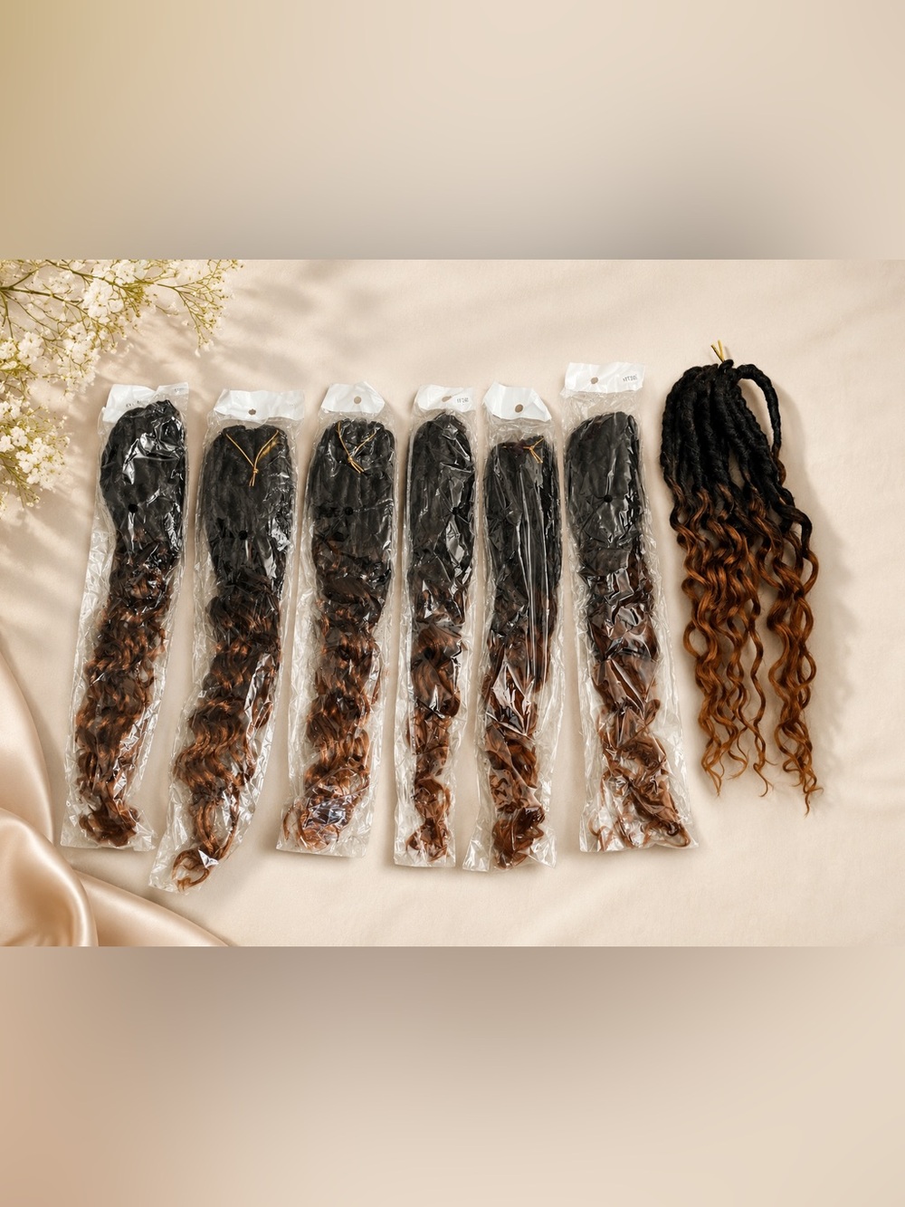 7 Packs 14” 1B/350 ombré goddess Locs Hippie Bohemian Pre-looped - Picture 7 of 8